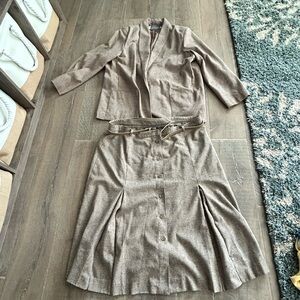 Pykette’s Elegant wool blend Tan Skirt Set